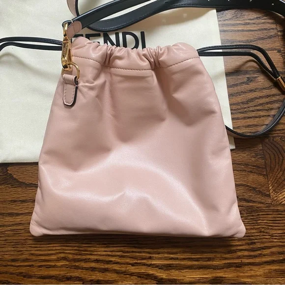 Fendi Baby Pink Leather Drawstring Crossbody / Shoulder Bag - Picture 6 of 9
